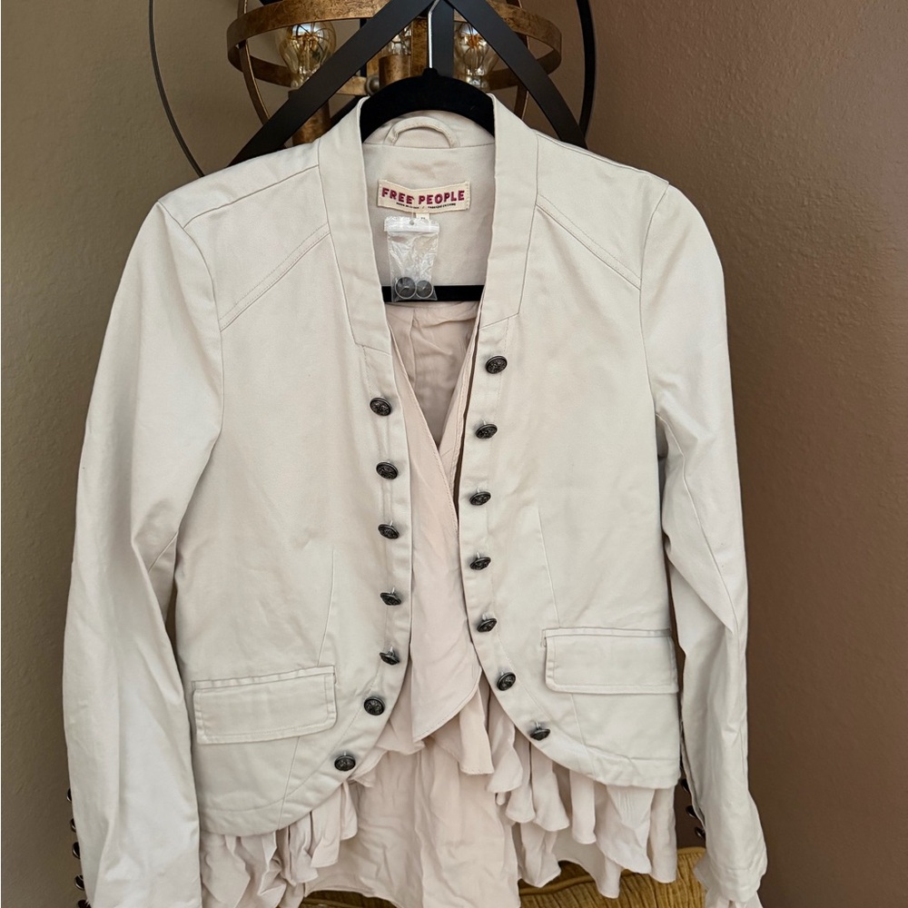 Free People Ivory Blazer with Button Detail